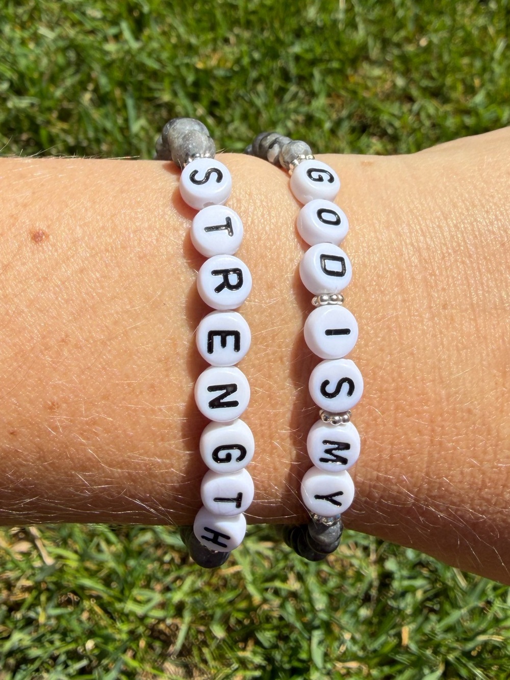 {Handmade} “God is My Strength” Bracelet Set